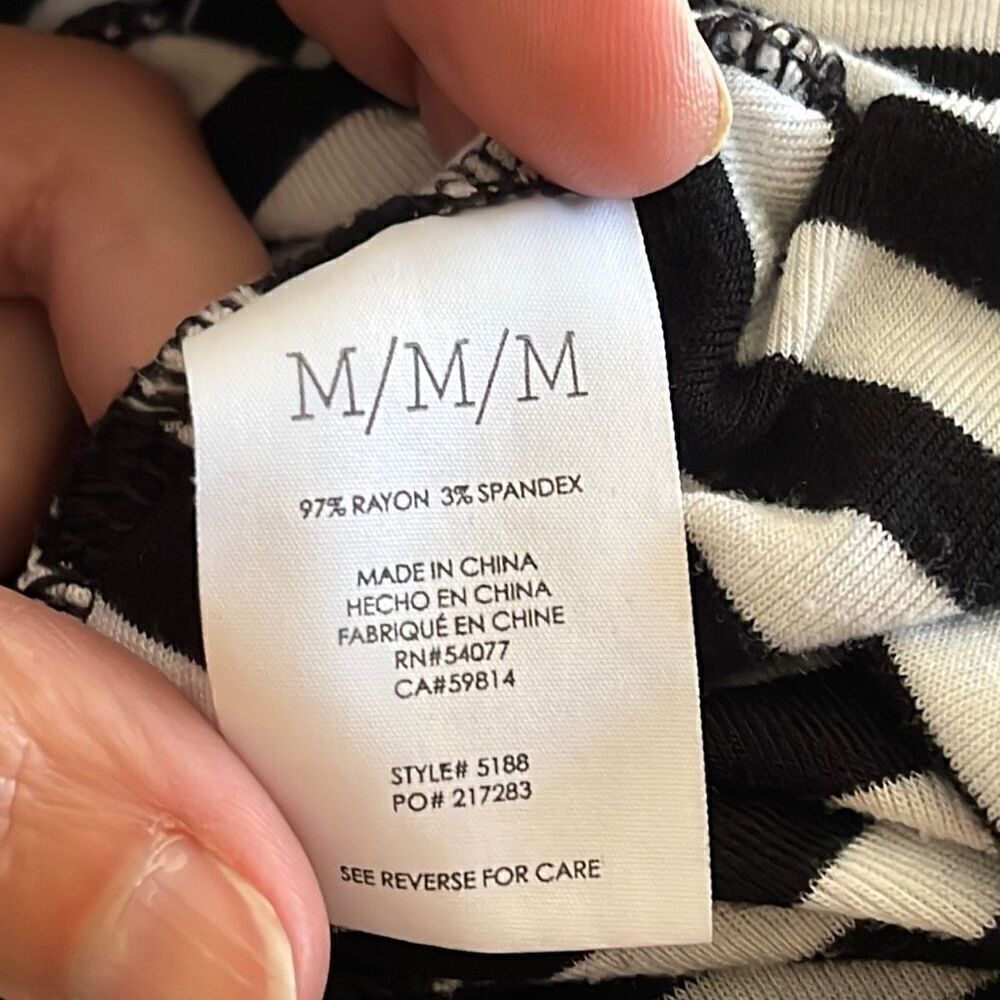 Cabi Bistro Black and White Striped Long Sleeve Top Medium #5188 - Picture 4 of 5